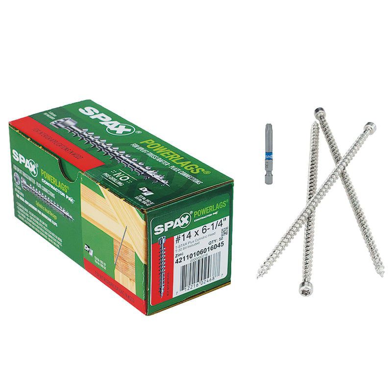 Spax Powerlags No. 14 Label X 6-1/4 in. L Star Round Head Construction Screws 50 pk, 1 of 3