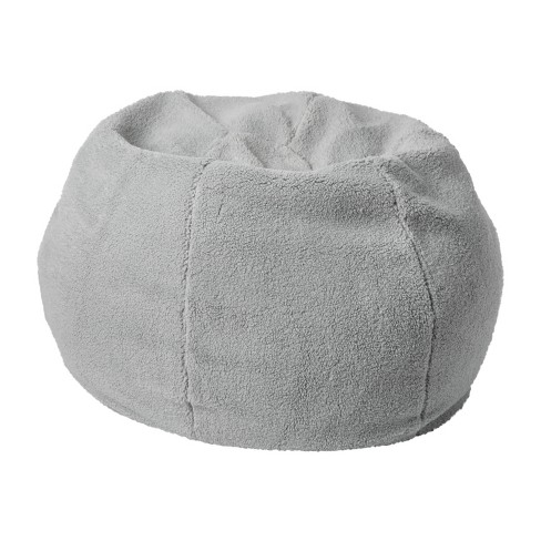 Flash Furniture Dillon Small Gray Faux Faux Shearling Refillable Bean Bag Chair for Kids and Teens