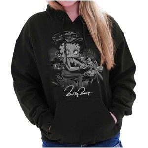 Women's Vintage Betty Boop Biker Chick Hoodie Sweatshirt Brisco Brands - 1 of 4