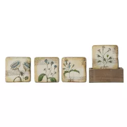 Floral Coasters In Wood Box - Set of 5 - 3R Studios