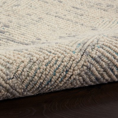 Ivory/Grey/Teal 8' x 10' Hand-Tufted Wool Rectangular Rug