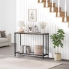 Console Table, Sofa Tables Narrow Entryway Table with Glass Shelf and Metal Frame, 41.5" Behind Couch Table Industrial Hallway Table , Rustic Grey - 4 of 4