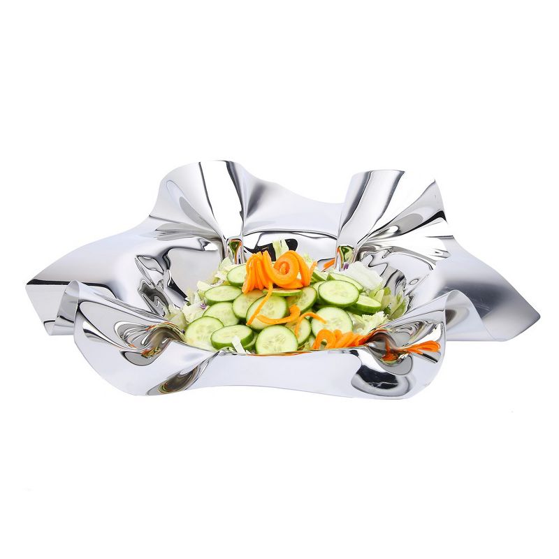 Classic Touch Round Stainless Steel Ruffled Design Serving Bowl, 2 of 4
