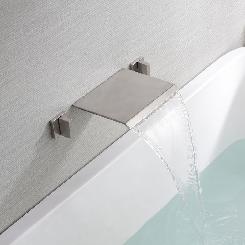 SUMERAIN Waterfall Tub Faucet Wall Mount Bathtub Faucet Brushed Nickel, High Flow Rate, 3 of 8