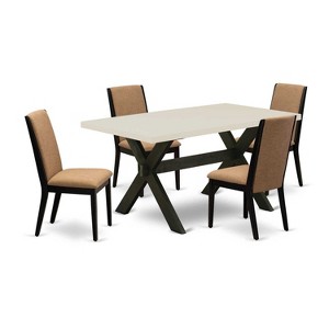 HomeStock 5-Piece Natural Oak Finish Solid Wood Top Dining table with 4 Chairs - 1 of 4