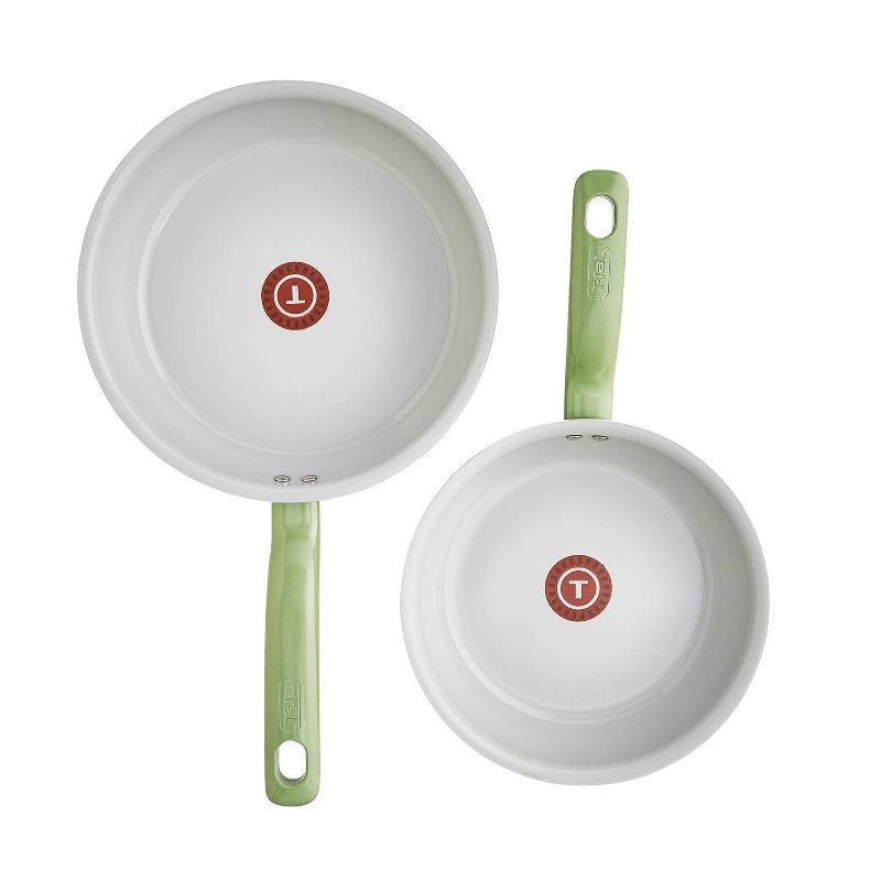 T-fal 2pc Frying Pan Set, Fresh Simply Cook Ceramic Cookware Green, 1 of 8