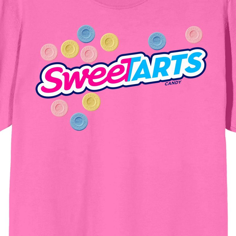 SweeTARTS Logo Crew Neck Short Sleeve Neon Pink Men's T-shirt, 2 of 4