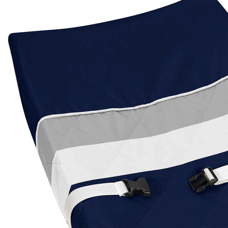 Sweet Jojo Designs Gender Neutral Unisex Changing Pad Cover Stripe Blue Grey and White, 4 of 7