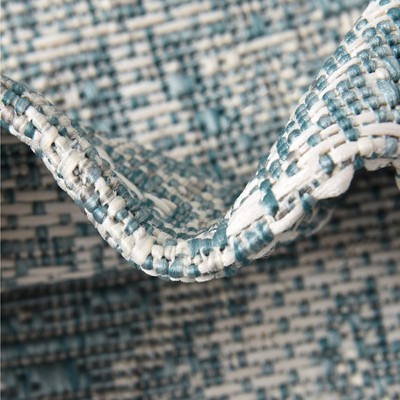 Aqua Blue Flat Woven Rectangular Outdoor Rug