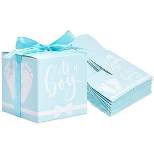 Sparkle and Bash 50 Pack "Its a Boy" Baby Shower Party Favors Treat Boxes, Paper Gift Box with Ribbons, Blue