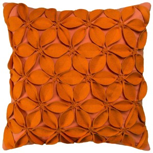 18"x18" Leaves Square Throw Pillow Orange - Rizzy Home: Cotton Blend, Indoor Decor, Zipper Closure - 1 of 3