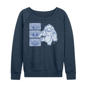 Women's - Disney - Lilo & Stitch Lightweight French Terry Wide Neck Long Sleeve Shirt - 1 of 4