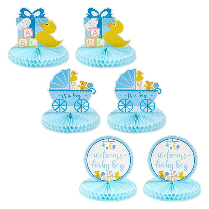 Blue Panda 6 Pack Boy Baby Shower Table Decorations, Yellow Duck Honeycomb Centerpieces, 8.25 x 7.5 In, 3 of 8