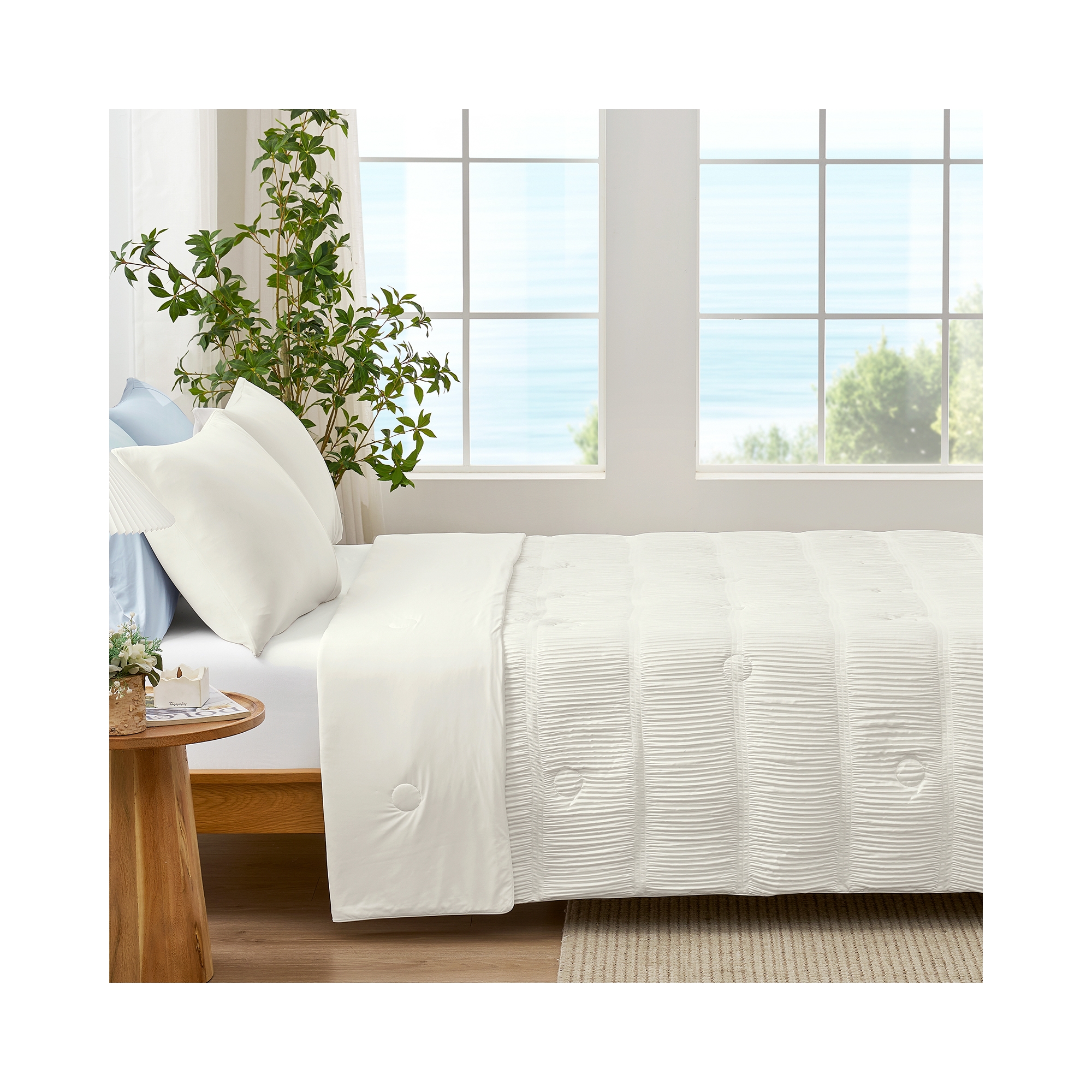 Cooling Comforter Breathable Lightweight Cooling Blanket for Hot Sleepers, Reversible Summer Comforter for Bed,90*90",White