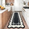 Washable Scalloped Living Room Rugs, Modern Floral Print Area Rug for Bedroom Dining Room, Non Slip Home Decor Carpet - 3 of 4