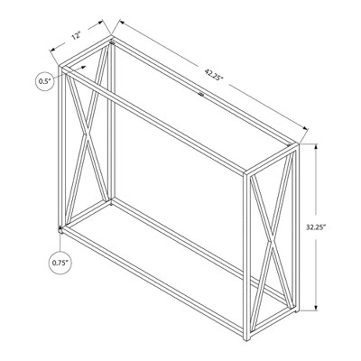 Gold Metal and Glass Rectangular Console Table