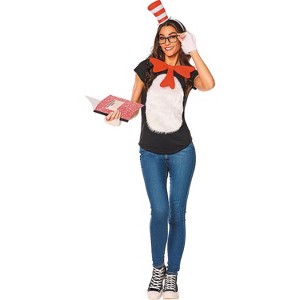 Dr. Seuss Men's The Cat in the Hat Cat Belly Halloween Costume Shirt - Red Medium - 1 of 1
