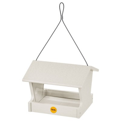 Medium Sea Salt White Recycled Plastic Hanging Hopper Bird Feeder