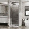 MAYEERTY 34"x72" Pivot Shower Door, 1/4 inch Thick Tempered Glass Swing Shower Door in Chrome Finish, Semi-Frameless Design - 2 of 4
