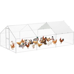 Chicken Coop Run,Large Walk-in Metal with Waterproof UV-Resistant Cover, Lockable Doors,Heavy-Duty Galvanized Steel Poultry Cage for Outdoor Backyard - 1 of 4