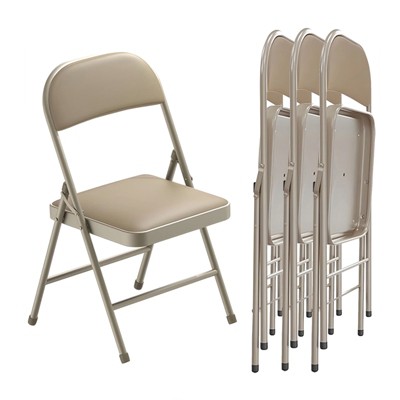 SUGIFT Set of 4 Folding Chairs Metal Frame  with Padded Seats