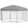 Outdoor Dog Kennel with Waterproof UV Resistant Roof,Chain Link Dog Run with Lockable Gate for Medium and Large Dogs - LAOTIES - 4 of 4