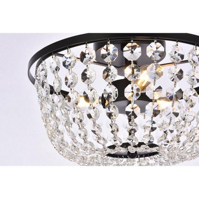Cora 13'' Black Iron and Crystal Flush Mount Light
