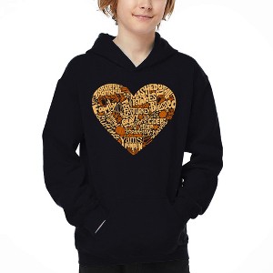 LA Pop Art Thanksgiving Heart - Boy's Word Art Hooded Sweatshirt - 1 of 4
