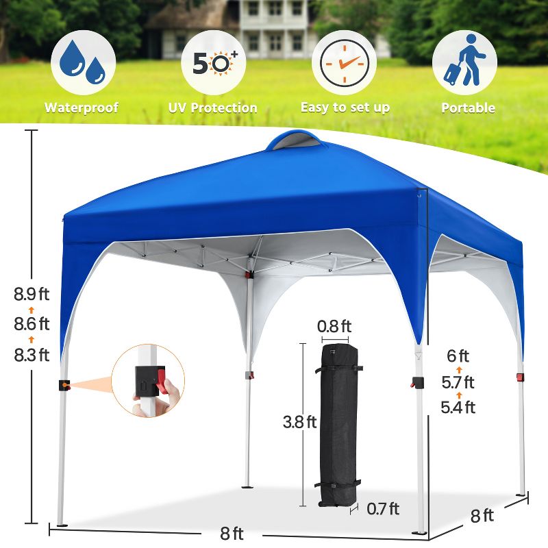 Yaheetech 8x8 FT Pop Up Canopy Tent with Roller Bag, 3 of 8
