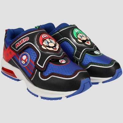 Super Mario Brothers Mario and Luigi Kids Sneaker, Light Up Mix Match Runner Trainer, Kids Sizes 11-3