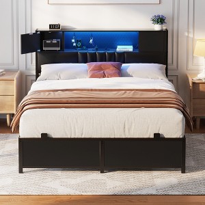 Aheaplus Bed Frame with LED Light and Charging Station - 1 of 4