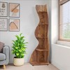 Lirago,5-Tier Corner Bookshelf – Modern Brown Wooden Shelf with Adjustable Shelves – Perfect for Home & Office Corner Spaces - 3 of 4