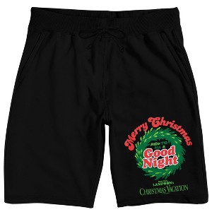 National Lampoon's Christmas Vacation Merry Christmas Wreath Men's Black Sleep Pajama Shorts - 1 of 4
