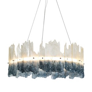LNC Hanabalter 1-Lights 28" Luxury and Glam Resin Integrated LED Drum Chandelier, Silver and Blue - 1 of 4