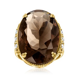 Ross-Simons 20.00 Carat Smoky Quartz and 1.60 ct. t.w. White Zircon Ring in 18kt Gold Over Sterling - 1 of 4