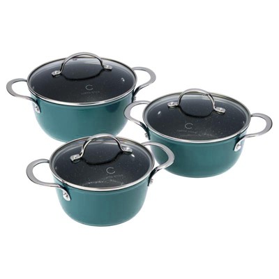 Curtis Stone 6-piece Dura-Pan+ Nesting Saucepan Set Refurbished