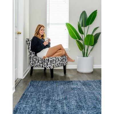Blueberry Blue 8' x 10' Solid Shag Synthetic Area Rug