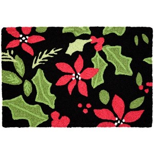 Jellybean - Poinsettia & Holly Toss Polyester Accent Rug - Multicolored - 30 in. x 20 in. - 1 of 1