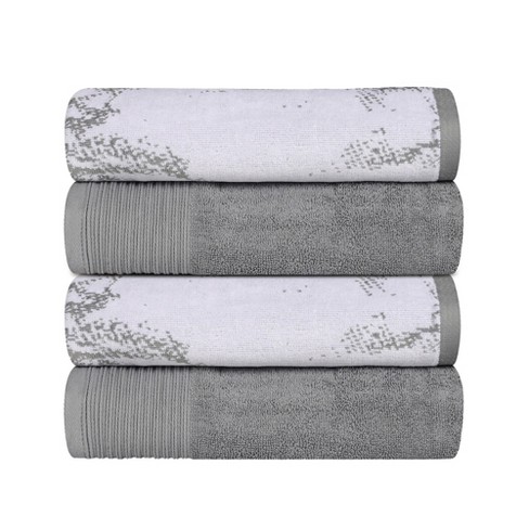 100% Cotton Medium Weight Marble Solid Bath Towels (set Of 4