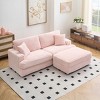Modern 88.6" Corduroy Deep Seat Sofa with Storage Ottoman, Cloud-Like Comfy 3-Seater Couch for Living Room or Small Spaces–The Pop Home - 3 of 4