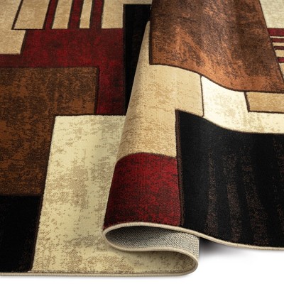 Home Dynamix Mason Contemporary Geometric Area Rug, Brown/Red, 7'10"x10'6"