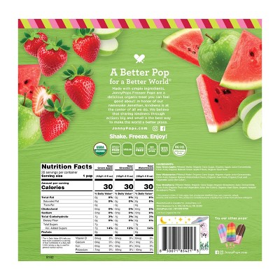 JonnyPops Organic Freezer Pops Sours Strawberry, Green Apple, Watermelon - 28 fl oz/20ct