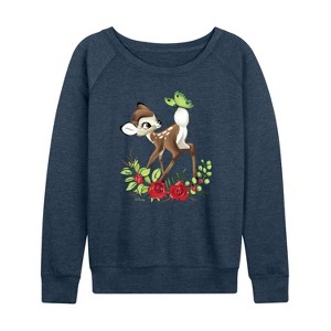 Women's - Disney - Christmas Botanical Butterfly Lightweight French Terry Wide Neck Long Sleeve Shirt - 1 of 4