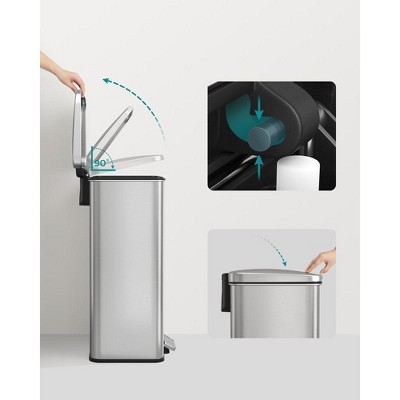 Silver Stainless Steel 10.5 Gallon Step-On Trash Can