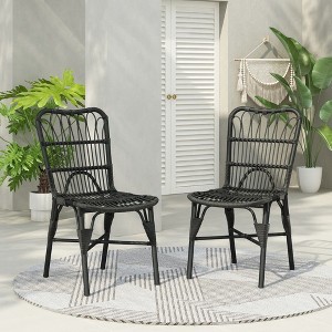 CAVINAS Modern Outdoor Dining Chairs Set of 2, PE Wicker Patio  Dining Chairs with Iron Frame,All-Weather Rattan Chairs for Garden, Poolside, Backyard - 1 of 4