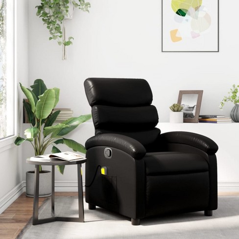 vidaXL Massage Recliner Chair-Black Faux Leather Manual Reclining Armchair With Vibration, Side Pocket And Adjustable Comfort - image 1 of 4