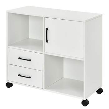 Tangkula Mobile File Cabinet with 2 Drawers Lateral Printer Stand with Shelves Storage