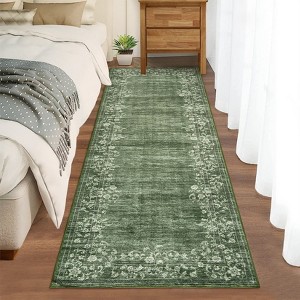 Modern Machine Washable Area Rugs Floral Printed Floor Carpet Non Slip Backing Stain Resistant Indoor Soft Mat - 1 of 4