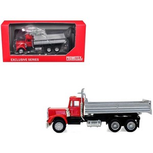 Peterbilt Dump Truck with Red Cab 1/87 (HO) Scale Plastic Model Car by Promotex - 1 of 3
