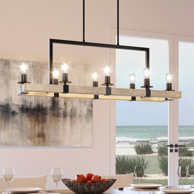 Urban Ambiance Luxury Modern Farmhouse Chandelier,  15''H x 44''W,  Matte Black & White Ash Finish, UFS2001